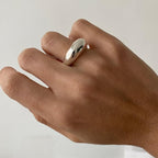 Women's Ring 18K Golden Plated Curved Band Stainless Steel Daily Wear Gift