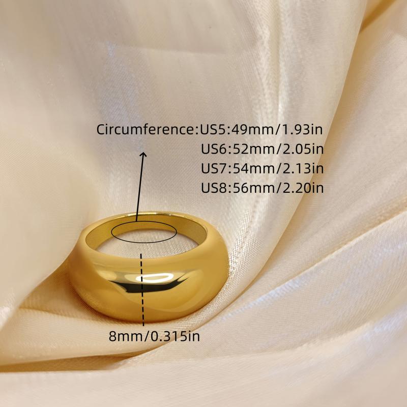 Women's Ring 18K Golden Plated Curved Band Stainless Steel Daily Wear Gift