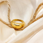 Women's Ring 18K Golden Plated Curved Band Stainless Steel Daily Wear Gift