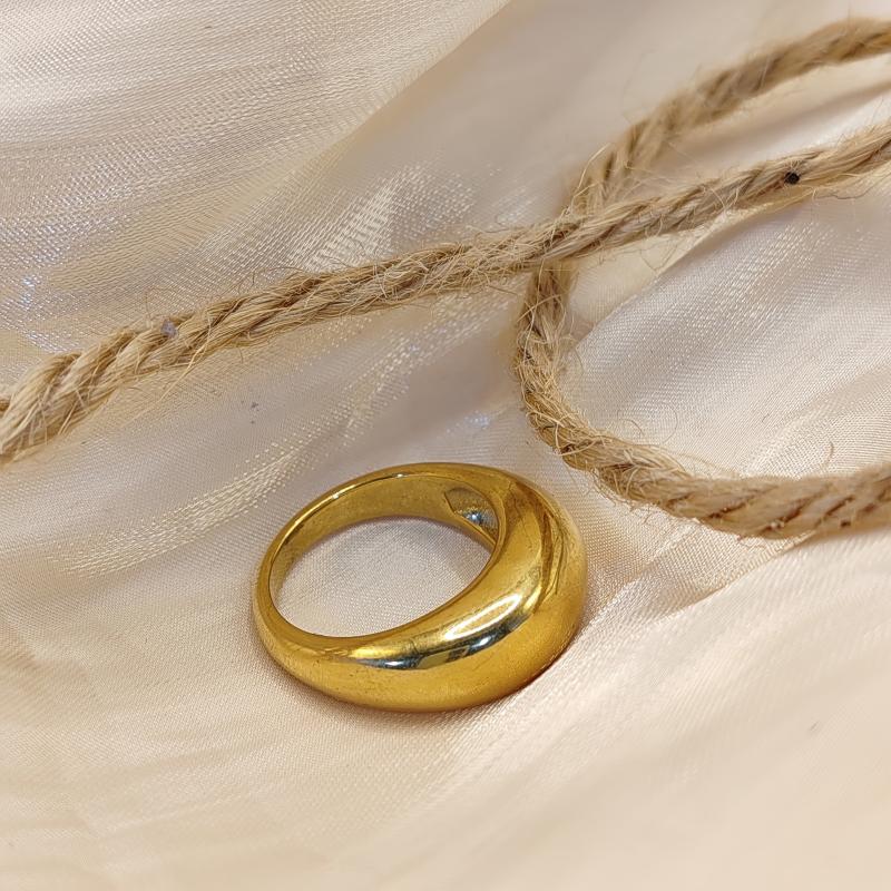 Women's Ring 18K Golden Plated Curved Band Stainless Steel Daily Wear Gift