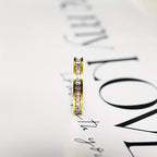 Golden Titanium Steel Ring with Zirconia Stones December Birthstone