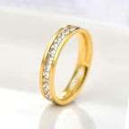 Golden Titanium Steel Ring with Zirconia Stones December Birthstone