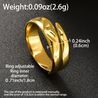 Adjustable Wide Band Geometric Ring Stainless Steel Golden Finish