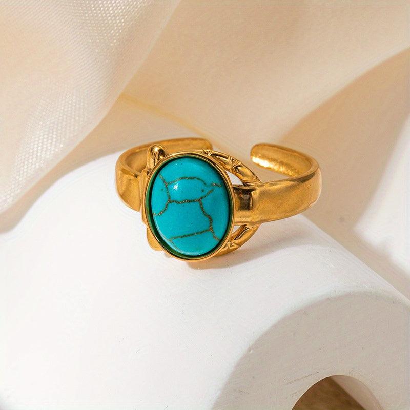 Vintage French Style Titanium Steel Ring w/ Multicolor Crystals