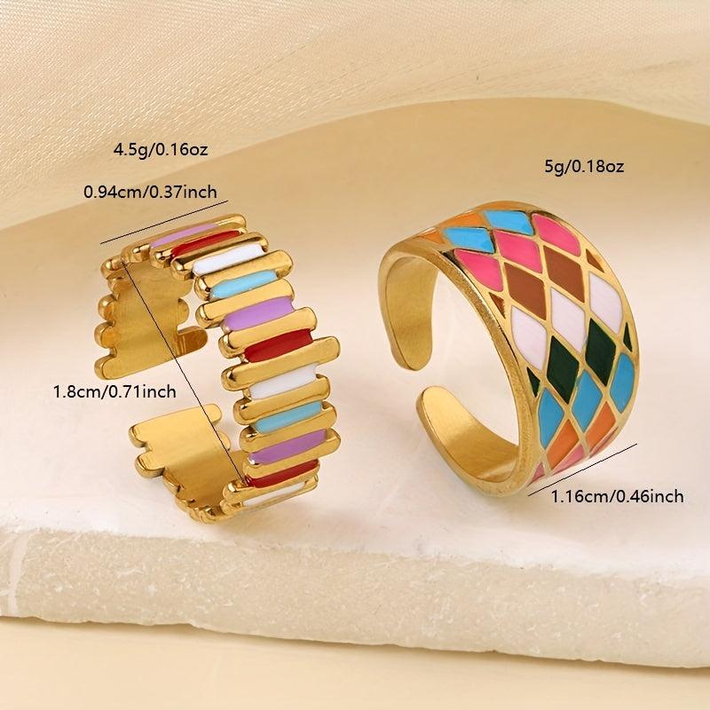 Adjustable Multicolor Dopamine Steel Open Band Ring