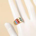 Adjustable Multicolor Dopamine Steel Open Band Ring