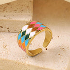 Adjustable Multicolor Dopamine Steel Open Band Ring