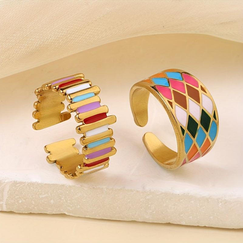 Adjustable Multicolor Dopamine Steel Open Band Ring