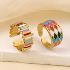 Adjustable Multicolor Dopamine Steel Open Band Ring