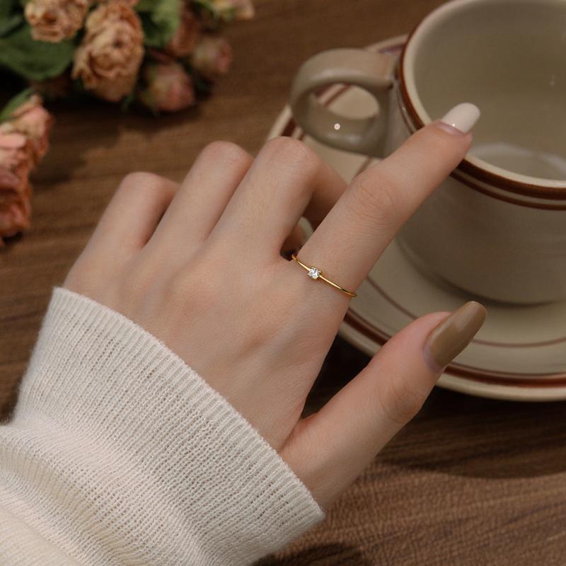 Golden Tone Adjustable Ring with Sparkling Rhinestone - Ideal Gift