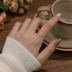 Golden Tone Adjustable Ring with Sparkling Rhinestone - Ideal Gift