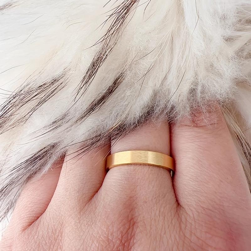 Minimalist Titanium Steel Ring Non Tarnish Golden Band Men Women