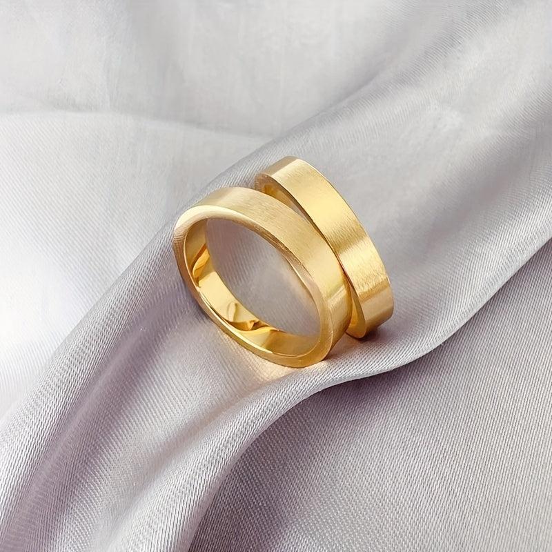 Minimalist Titanium Steel Ring Non Tarnish Golden Band Men Women