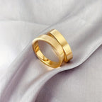 Minimalist Titanium Steel Ring Non Tarnish Golden Band Men Women