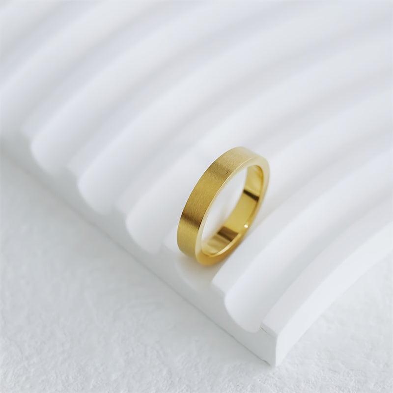 Minimalist Titanium Steel Ring Non Tarnish Golden Band Men Women