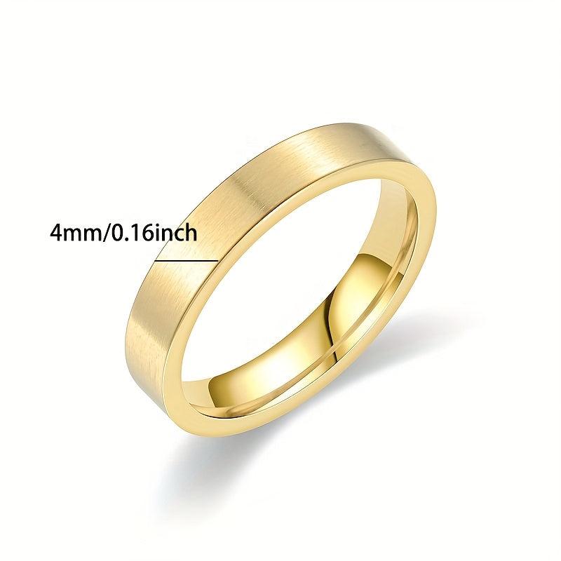 Minimalist Titanium Steel Ring Non Tarnish Golden Band Men Women