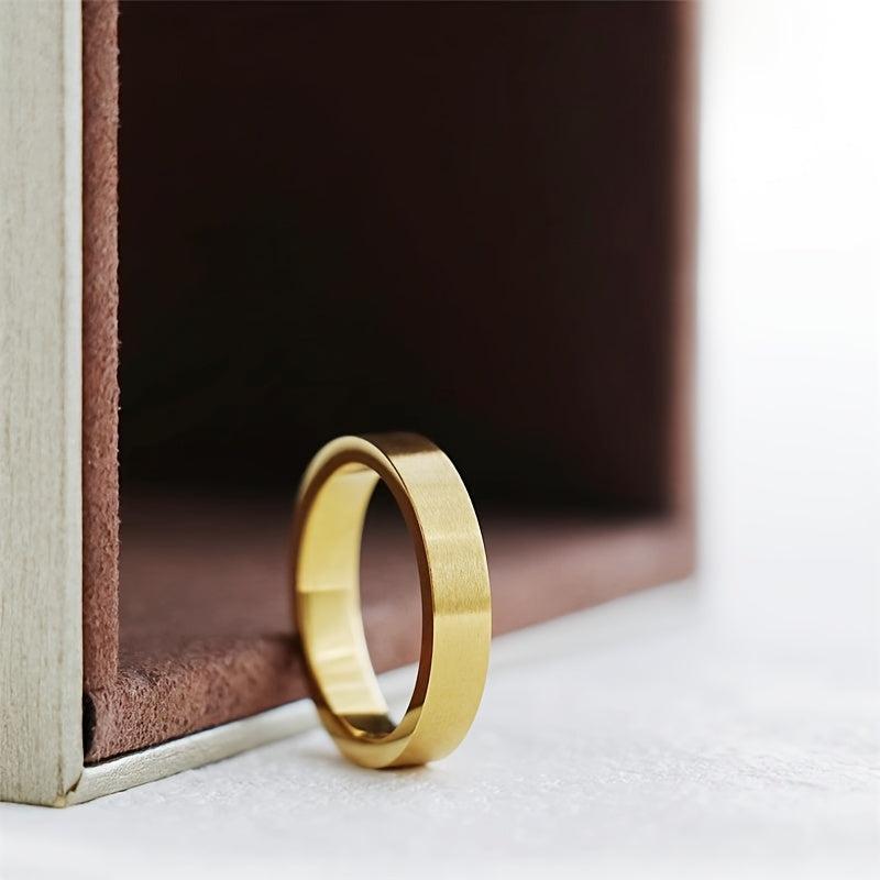 Minimalist Titanium Steel Ring Non Tarnish Golden Band Men Women