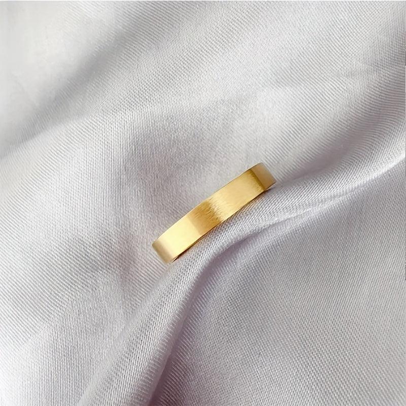 Minimalist Titanium Steel Ring Non Tarnish Golden Band Men Women