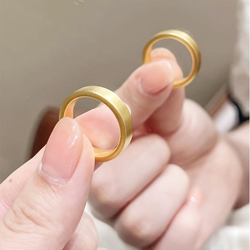 Minimalist Titanium Steel Ring Non Tarnish Golden Band Men Women