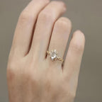 Moonstone Engagement Ring Golden Tone Sparkling Accents