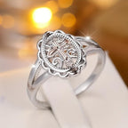 Women's Cross Pendant Ring with Crystals Vintage Copper Jewelry