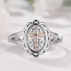 Women's Cross Pendant Ring with Crystals Vintage Copper Jewelry