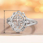 Women's Cross Pendant Ring with Crystals Vintage Copper Jewelry