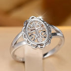 Women's Cross Pendant Ring with Crystals Vintage Copper Jewelry