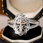 Women's Cross Pendant Ring with Crystals Vintage Copper Jewelry