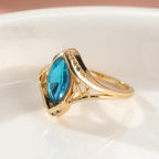 Vintage Teardrop Crystal Ring with Marquise Accents - Gold Plated Band