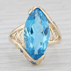 Vintage Teardrop Crystal Ring with Marquise Accents - Gold Plated Band
