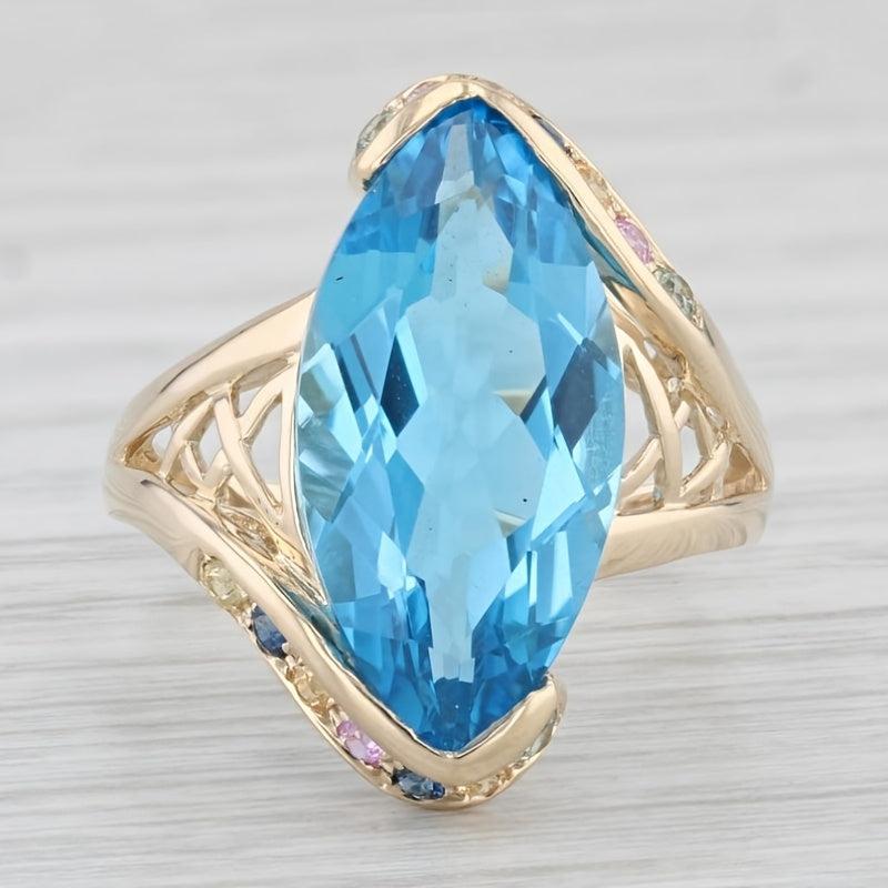 Vintage Teardrop Crystal Ring with Marquise Accents - Gold Plated Band