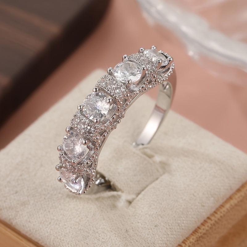 2pcs Women's Wedding Ring Set Zirconia Plated Copper Base