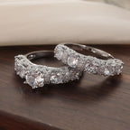 2pcs Women's Wedding Ring Set Zirconia Plated Copper Base