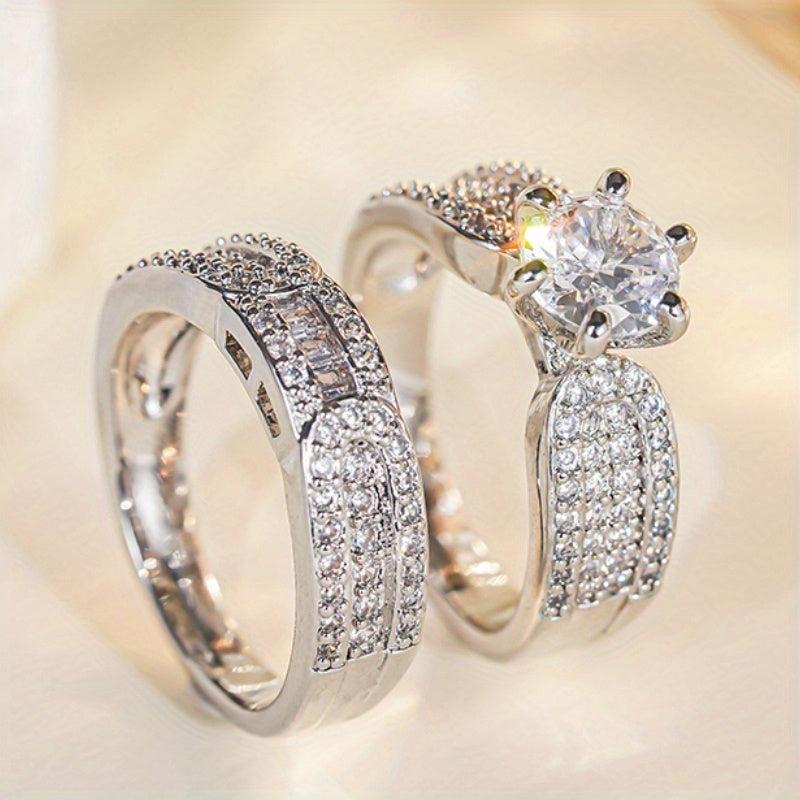 Zirconia Engagement Ring Set for Women Romantic Wedding Jewelry