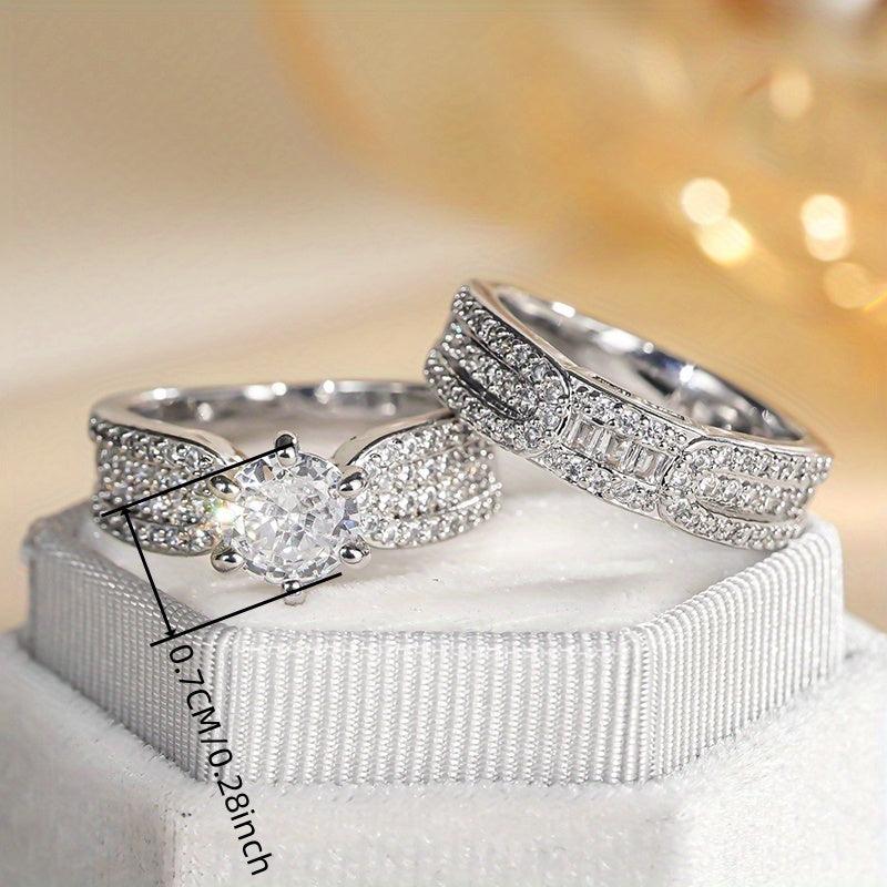 Zirconia Engagement Ring Set for Women Romantic Wedding Jewelry
