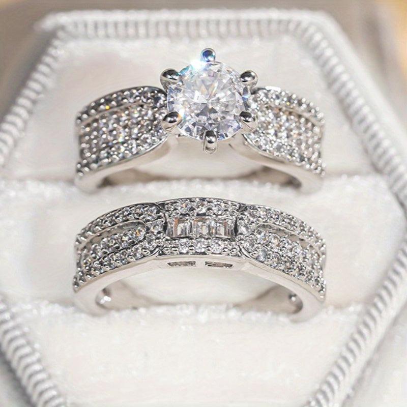Zirconia Engagement Ring Set for Women Romantic Wedding Jewelry
