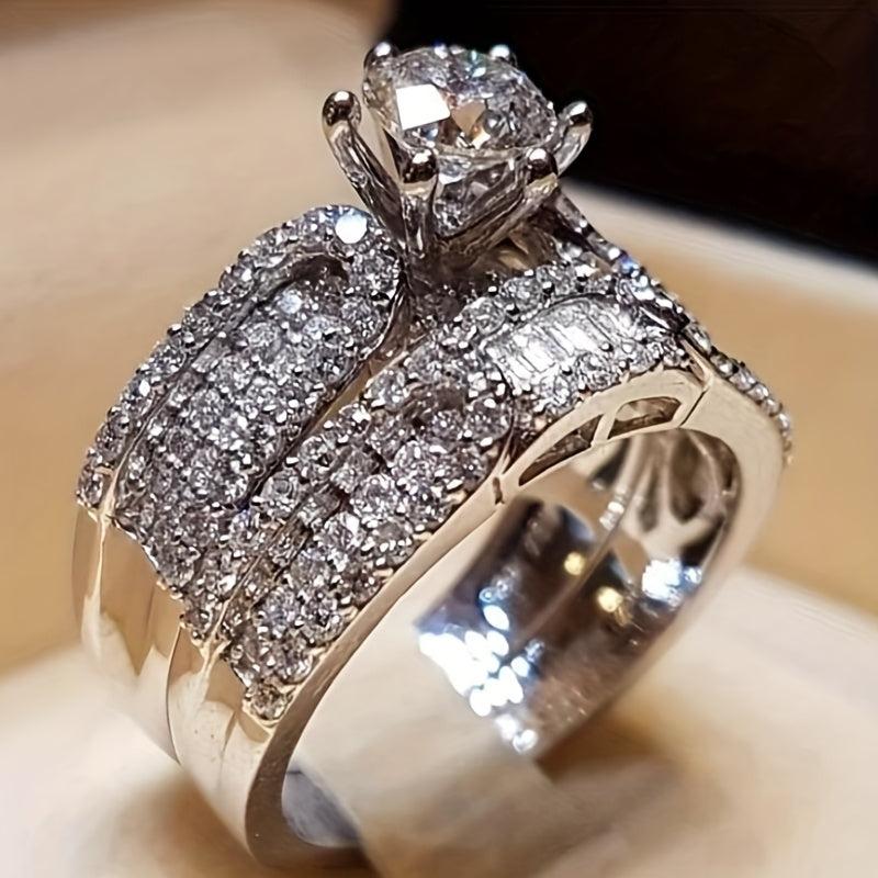 Zirconia Engagement Ring Set for Women Romantic Wedding Jewelry