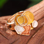 Bohemian Style Geometric Ring Golden Plated Enamel Elastic Spring Summer