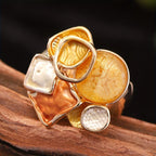 Bohemian Style Geometric Ring Golden Plated Enamel Elastic Spring Summer