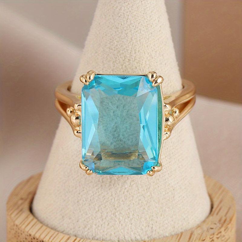 Geometric Golden Ring with CZ, Boho Style for Women