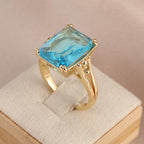 Geometric Golden Ring with CZ, Boho Style for Women