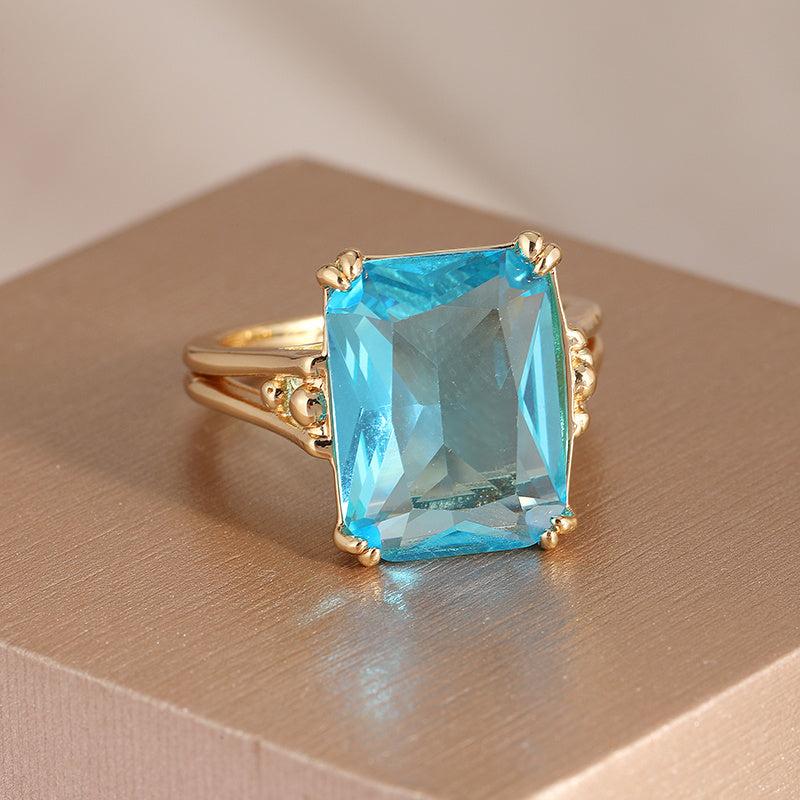 Geometric Golden Ring with CZ, Boho Style for Women