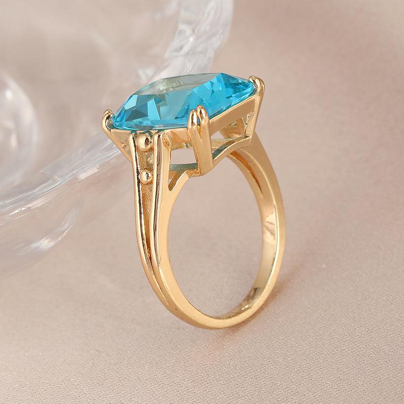 Geometric Golden Ring with CZ, Boho Style for Women