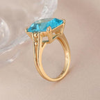 Geometric Golden Ring with CZ, Boho Style for Women