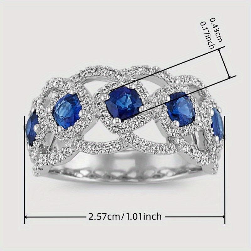 Vintage Cubic Zirconia Anniversary Ring Clear Stones Golden Plated Romantic Gift