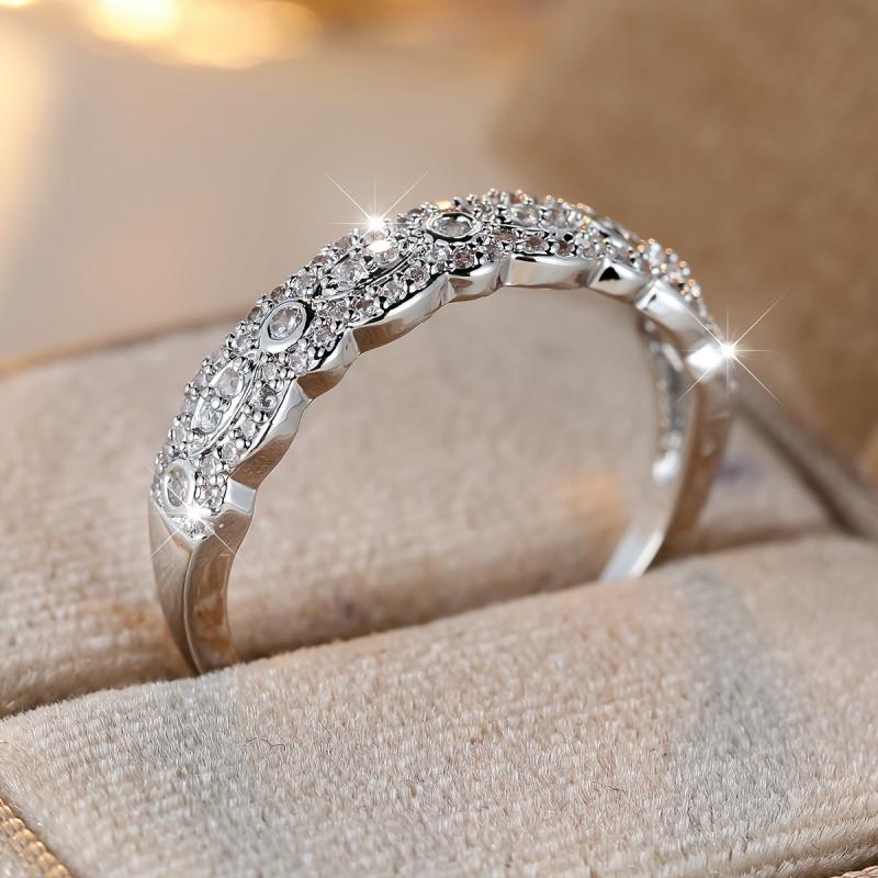 Copper Eternity Band Ring with Zirconia Inlay for Women