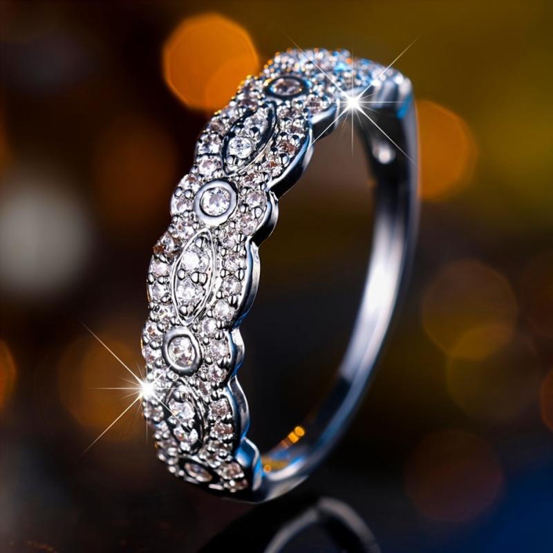 Copper Eternity Band Ring with Zirconia Inlay for Women