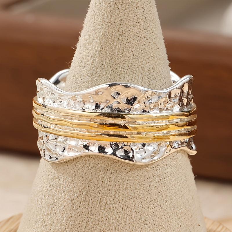 Vintage Boho Style Hammered Copper Ring for Women