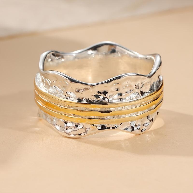 Vintage Boho Style Hammered Copper Ring for Women